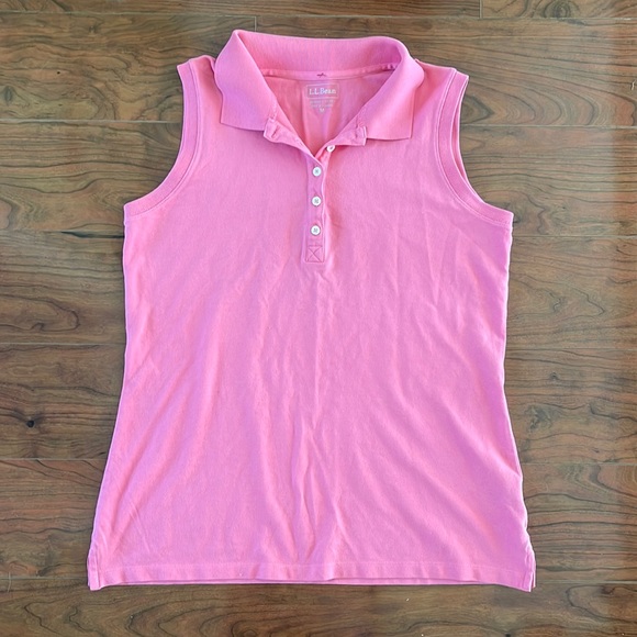 L.L. Bean Tops - L.L. Bean Pink Half Button Down Sleeveless Shirt Top